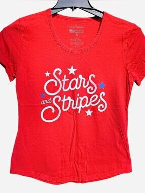 General Standard Stars & Stripes 4th of July Holiday Graphic Tee Shirt Red White